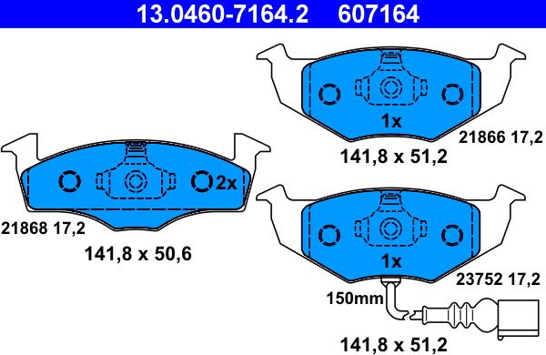 ATE 13.0460-7164.2 - Bremžu uzliku kompl., Disku bremzes www.autospares.lv