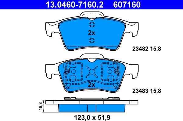 ATE 13.0460-7160.2 - Bremžu uzliku kompl., Disku bremzes www.autospares.lv