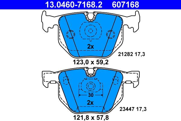 ATE 13.0460-7168.2 - Bremžu uzliku kompl., Disku bremzes www.autospares.lv