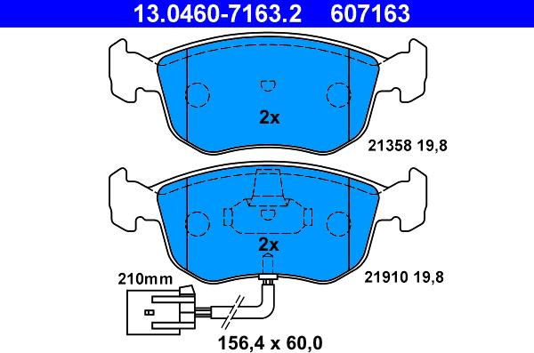 ATE 13.0460-7163.2 - Bremžu uzliku kompl., Disku bremzes autospares.lv