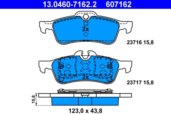 ATE 13.0460-7162.2 - Bremžu uzliku kompl., Disku bremzes www.autospares.lv