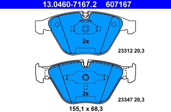 ATE 13.0460-7167.2 - Bremžu uzliku kompl., Disku bremzes www.autospares.lv