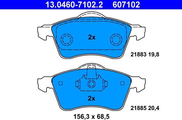 ATE 13.0460-7102.2 - Bremžu uzliku kompl., Disku bremzes www.autospares.lv