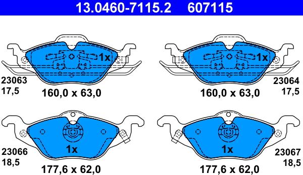 ATE 13.0460-7115.2 - Bremžu uzliku kompl., Disku bremzes www.autospares.lv