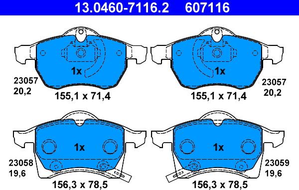 ATE 13.0460-7116.2 - Brake Pad Set, disc brake www.autospares.lv