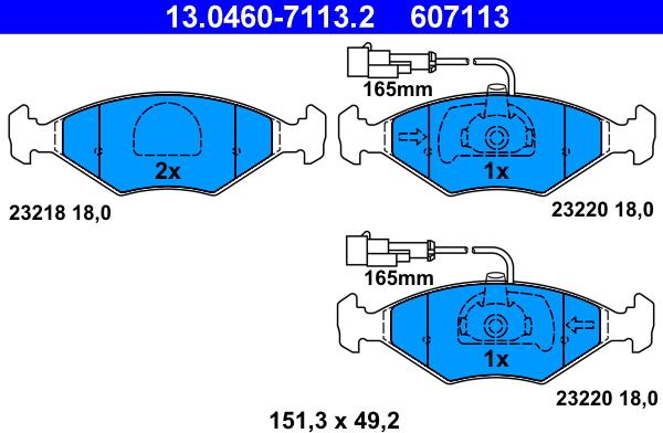 ATE 13.0460-7113.2 - Bremžu uzliku kompl., Disku bremzes www.autospares.lv