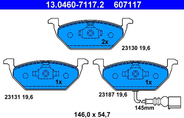 ATE 13.0460-7117.2 - Тормозные колодки, дисковые, комплект www.autospares.lv