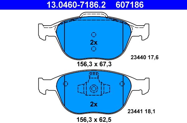 ATE 13.0460-7186.2 - Bremžu uzliku kompl., Disku bremzes www.autospares.lv