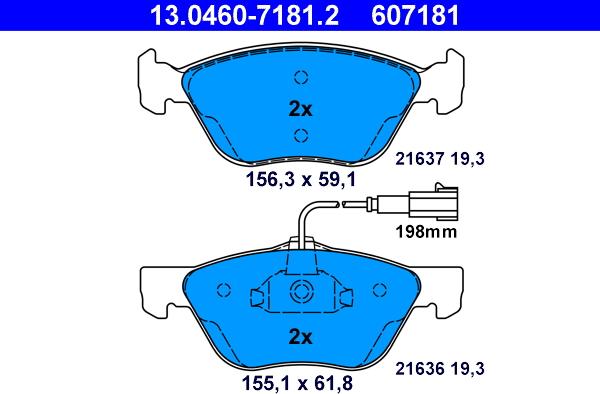 ATE 13.0460-7181.2 - Brake Pad Set, disc brake www.autospares.lv