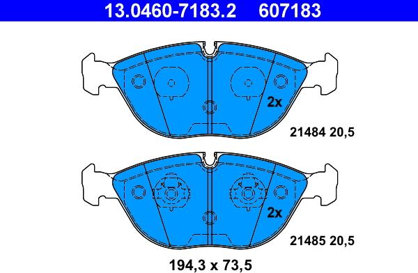 ATE 13.0460-7183.2 - Bremžu uzliku kompl., Disku bremzes www.autospares.lv