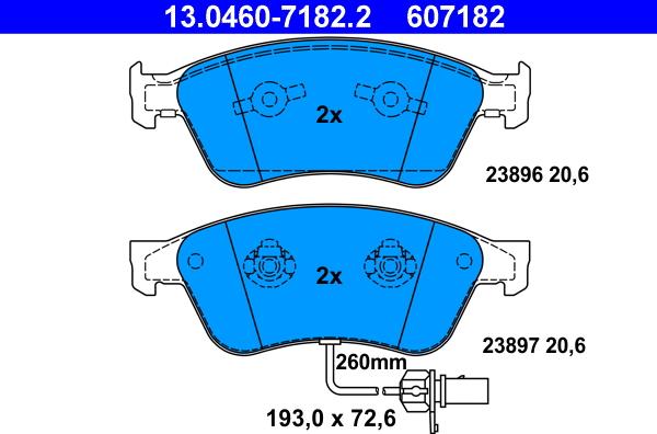 ATE 13.0460-7182.2 - Bremžu uzliku kompl., Disku bremzes www.autospares.lv