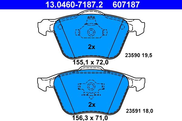 ATE 13.0460-7187.2 - Bremžu uzliku kompl., Disku bremzes autospares.lv