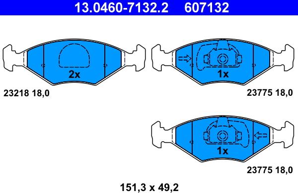 ATE 13.0460-7132.2 - Bremžu uzliku kompl., Disku bremzes www.autospares.lv