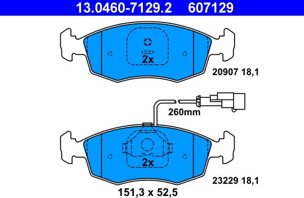 ATE 13.0460-7129.2 - Bremžu uzliku kompl., Disku bremzes autospares.lv