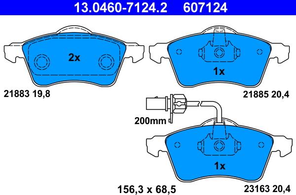 ATE 13.0460-7124.2 - Bremžu uzliku kompl., Disku bremzes autospares.lv