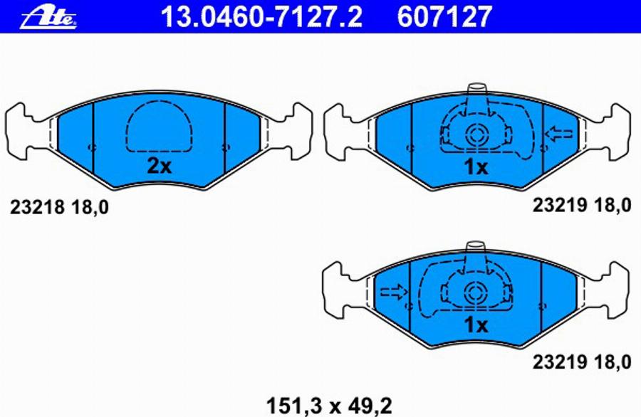 ATE 13.0460-7127.2 - Bremžu uzliku kompl., Disku bremzes www.autospares.lv