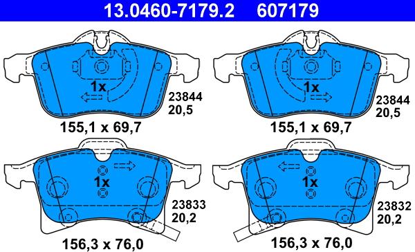 ATE 13.0460-7179.2 - Bremžu uzliku kompl., Disku bremzes www.autospares.lv