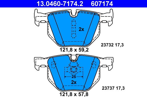 ATE 13.0460-7174.2 - Bremžu uzliku kompl., Disku bremzes www.autospares.lv