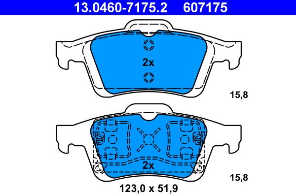 ATE 13.0460-7175.2 - Тормозные колодки, дисковые, комплект www.autospares.lv