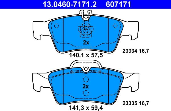 ATE 13.0460-7171.2 - Bremžu uzliku kompl., Disku bremzes autospares.lv