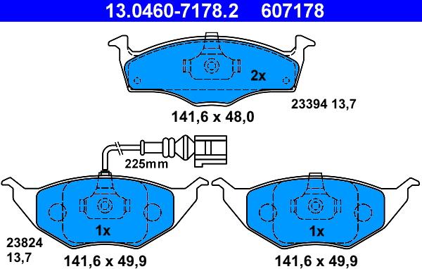 ATE 13.0460-7178.2 - Bremžu uzliku kompl., Disku bremzes www.autospares.lv