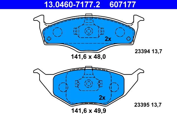 ATE 13.0460-7177.2 - Brake Pad Set, disc brake www.autospares.lv