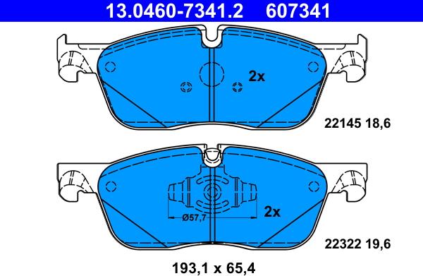 ATE 13.0460-7341.2 - Brake Pad Set, disc brake www.autospares.lv