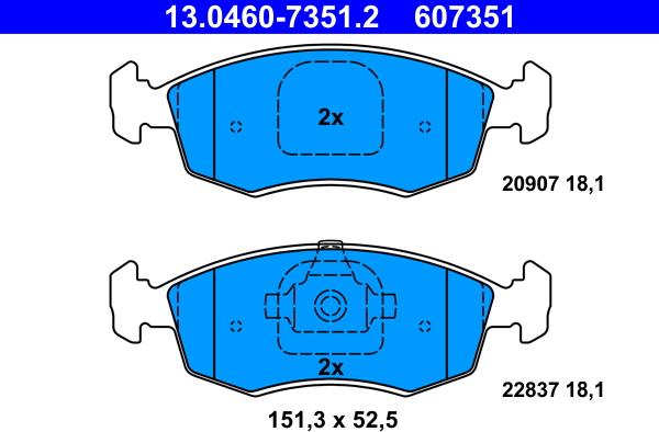 ATE 13.0460-7351.2 - Bremžu uzliku kompl., Disku bremzes www.autospares.lv