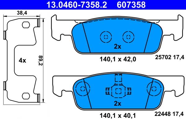 ATE 13.0460-7358.2 - Bremžu uzliku kompl., Disku bremzes www.autospares.lv