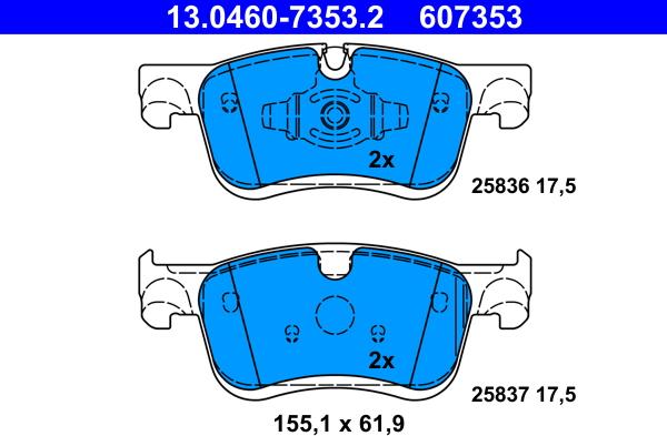 ATE 13.0460-7353.2 - Bremžu uzliku kompl., Disku bremzes www.autospares.lv