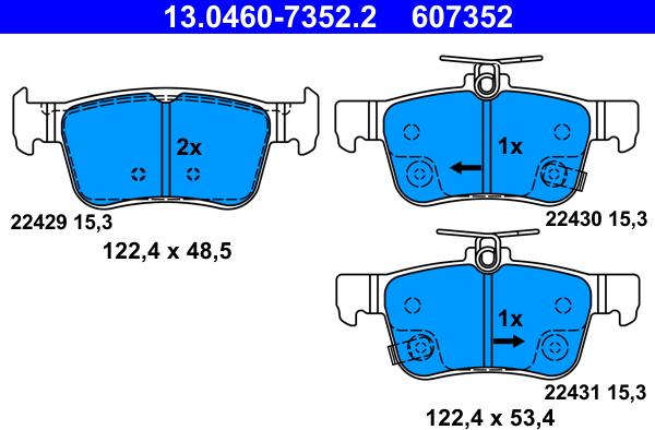 ATE 13.0460-7352.2 - Bremžu uzliku kompl., Disku bremzes www.autospares.lv