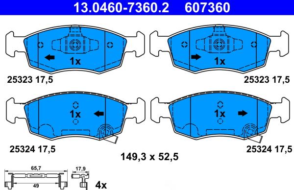 ATE 13.0460-7360.2 - Bremžu uzliku kompl., Disku bremzes www.autospares.lv