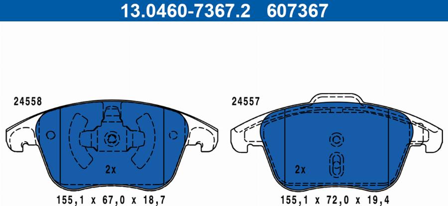 ATE 13.0460-7367.2 - Bremžu uzliku kompl., Disku bremzes www.autospares.lv