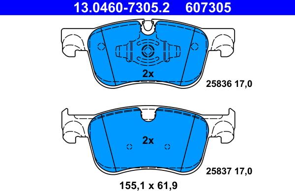 ATE 13.0460-7305.2 - Bremžu uzliku kompl., Disku bremzes www.autospares.lv