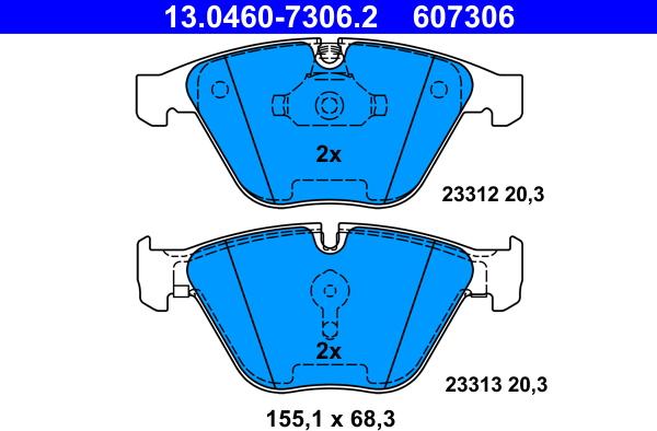 ATE 13.0460-7306.2 - Brake Pad Set, disc brake www.autospares.lv