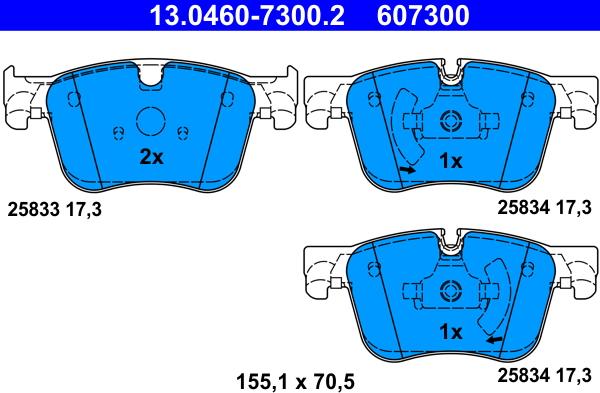 ATE 13.0460-7300.2 - Bremžu uzliku kompl., Disku bremzes autospares.lv