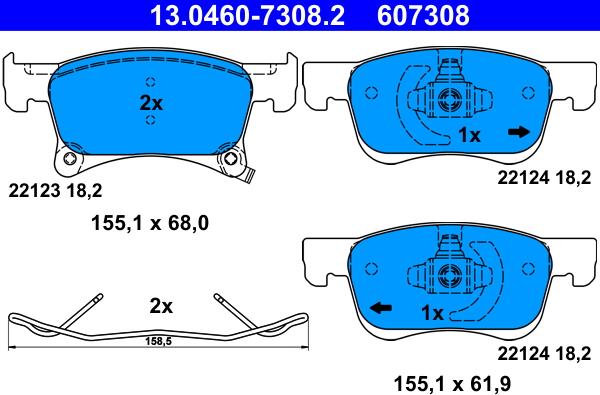 ATE 13.0460-7308.2 - Bremžu uzliku kompl., Disku bremzes www.autospares.lv