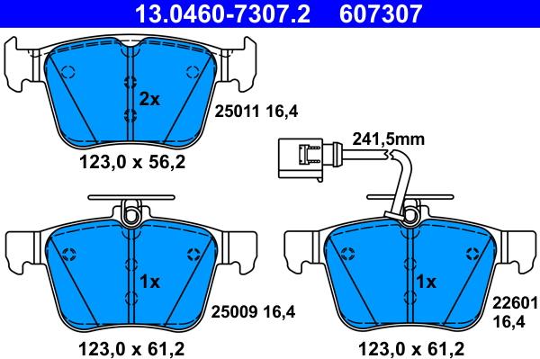 ATE 13.0460-7307.2 - Bremžu uzliku kompl., Disku bremzes www.autospares.lv