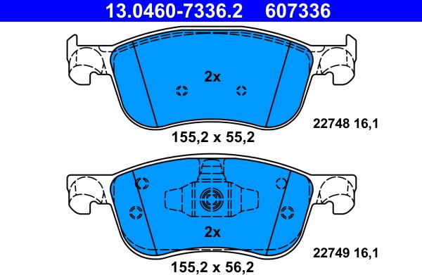 ATE 13.0460-7336.2 - Bremžu uzliku kompl., Disku bremzes www.autospares.lv