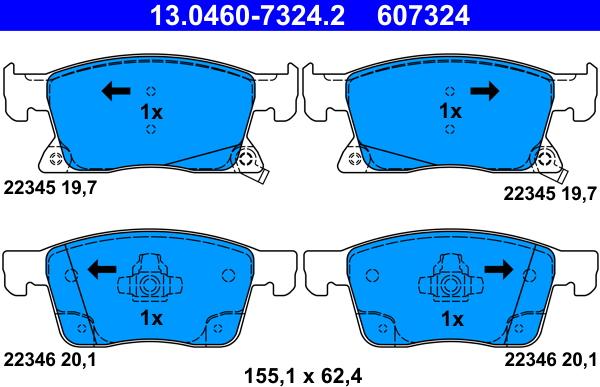 ATE 13.0460-7324.2 - Bremžu uzliku kompl., Disku bremzes www.autospares.lv