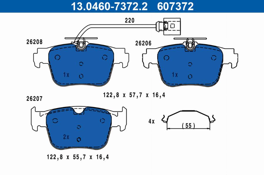 ATE 13.0460-7372.2 - Bremžu uzliku kompl., Disku bremzes www.autospares.lv