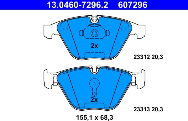 ATE 13.0460-7296.2 - Bremžu uzliku kompl., Disku bremzes www.autospares.lv