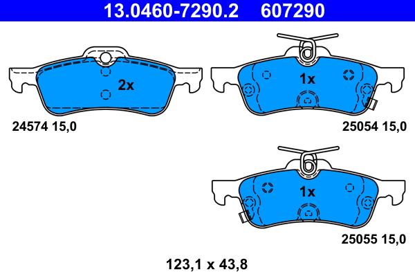 ATE 13.0460-7290.2 - Тормозные колодки, дисковые, комплект www.autospares.lv