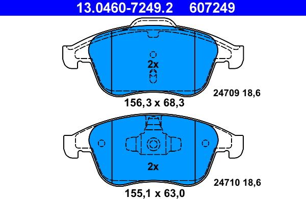 ATE 13.0460-7249.2 - Bremžu uzliku kompl., Disku bremzes www.autospares.lv