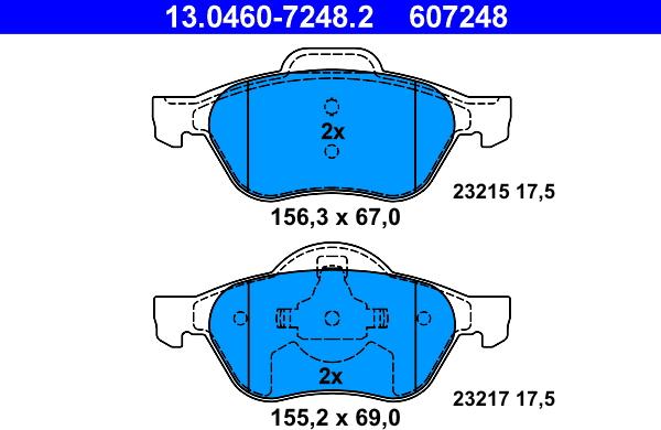 ATE 13.0460-7248.2 - Bremžu uzliku kompl., Disku bremzes autospares.lv