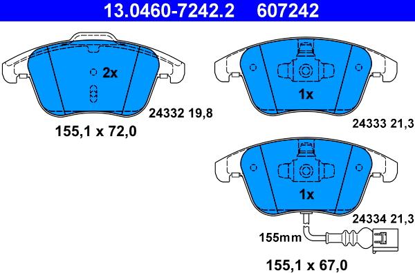 ATE 13.0460-7242.2 - Bremžu uzliku kompl., Disku bremzes www.autospares.lv