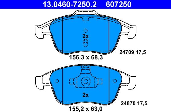 ATE 13.0460-7250.2 - Bremžu uzliku kompl., Disku bremzes autospares.lv