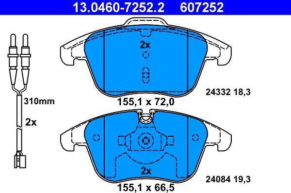 ATE 13.0460-7252.2 - Bremžu uzliku kompl., Disku bremzes www.autospares.lv