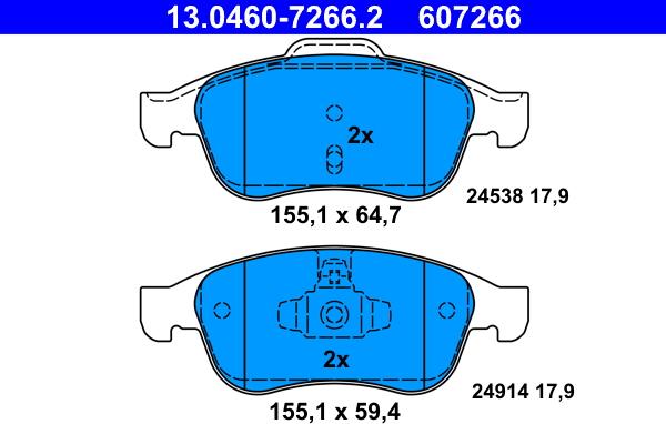 ATE 13.0460-7266.2 - Bremžu uzliku kompl., Disku bremzes www.autospares.lv