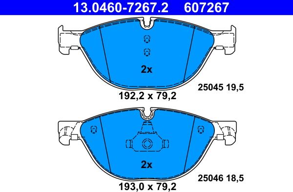 ATE 13.0460-7267.2 - Bremžu uzliku kompl., Disku bremzes www.autospares.lv